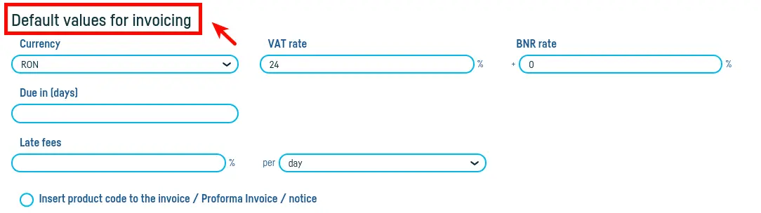 How do I set default invoice values? - step 3