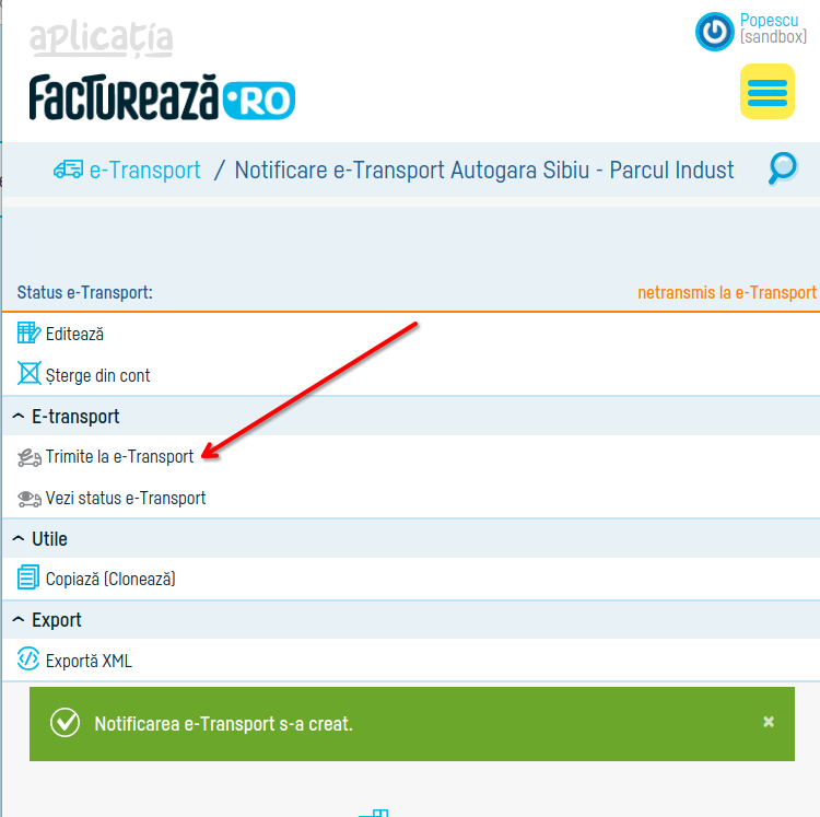 Cum transmiți notificarea e-Transport - pasul 10