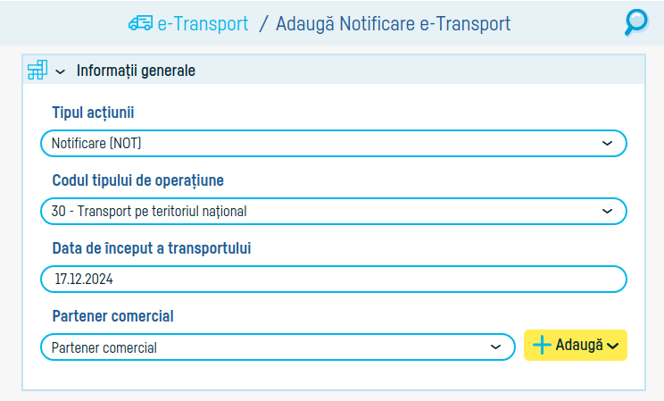 Cum transmiți notificarea e-Transport - pasul 3