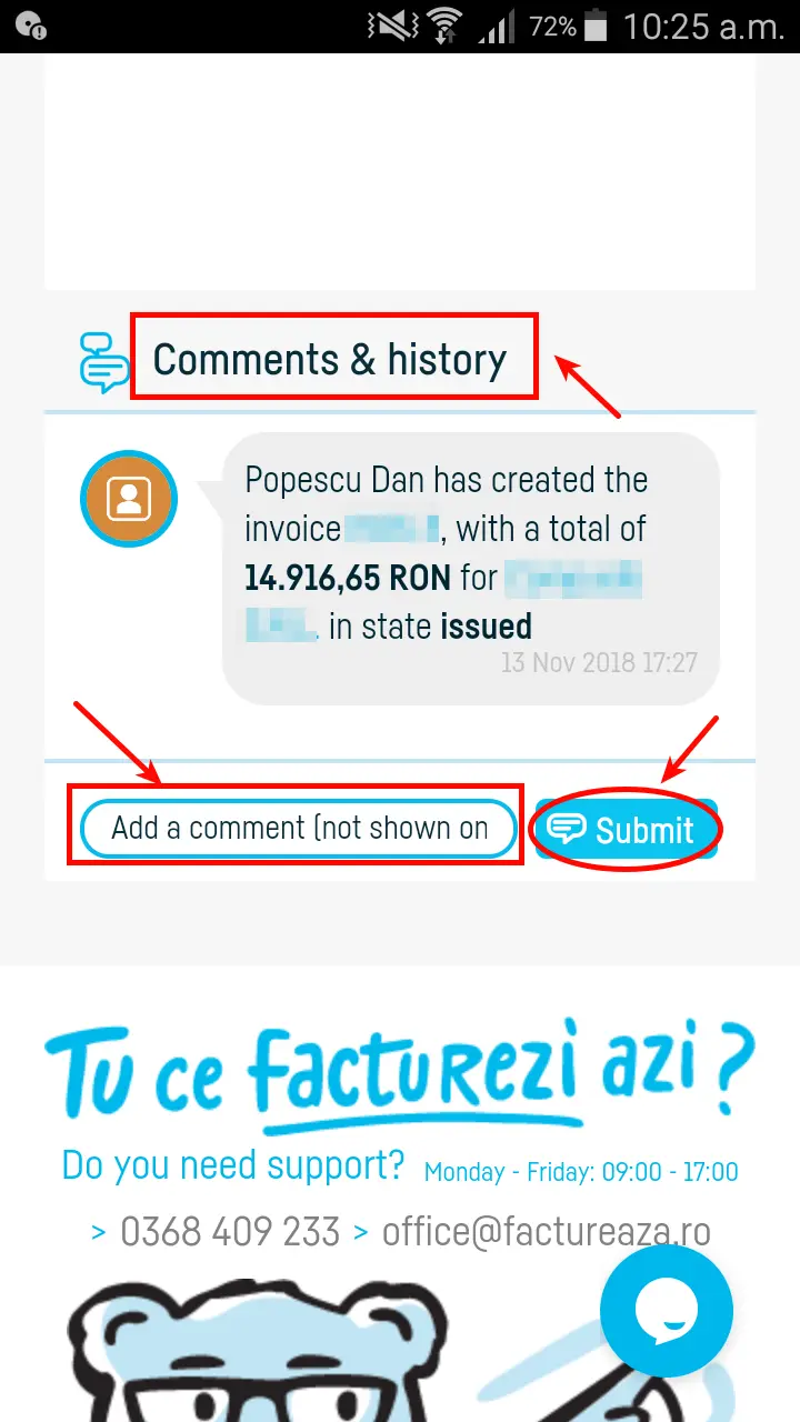 How do I check the history of an invoice? - step 1