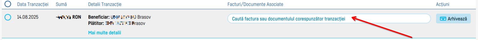 Asocierea automată a tranzacțiilor bancare cu facturile - pasul 7