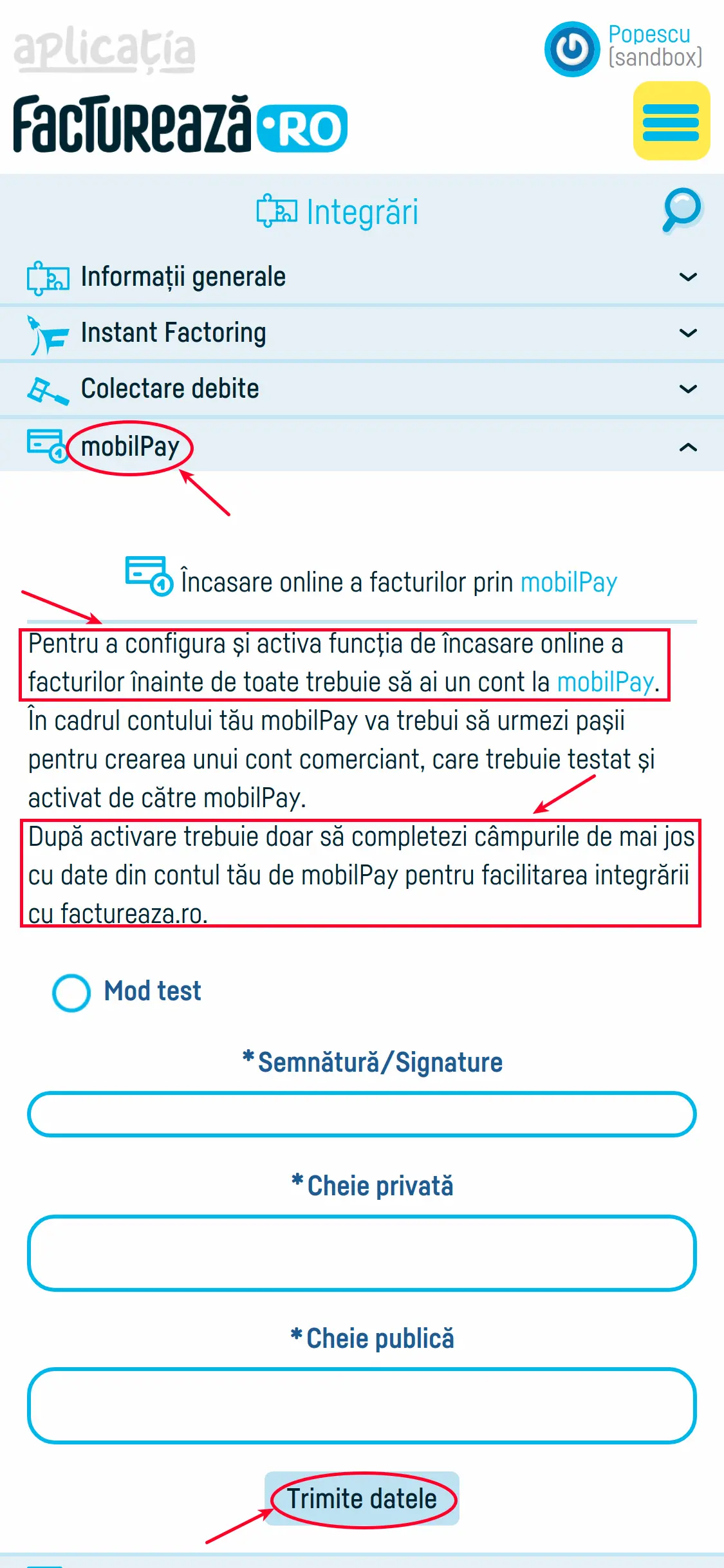 Integrarea cu Mobilpay - pasul 2