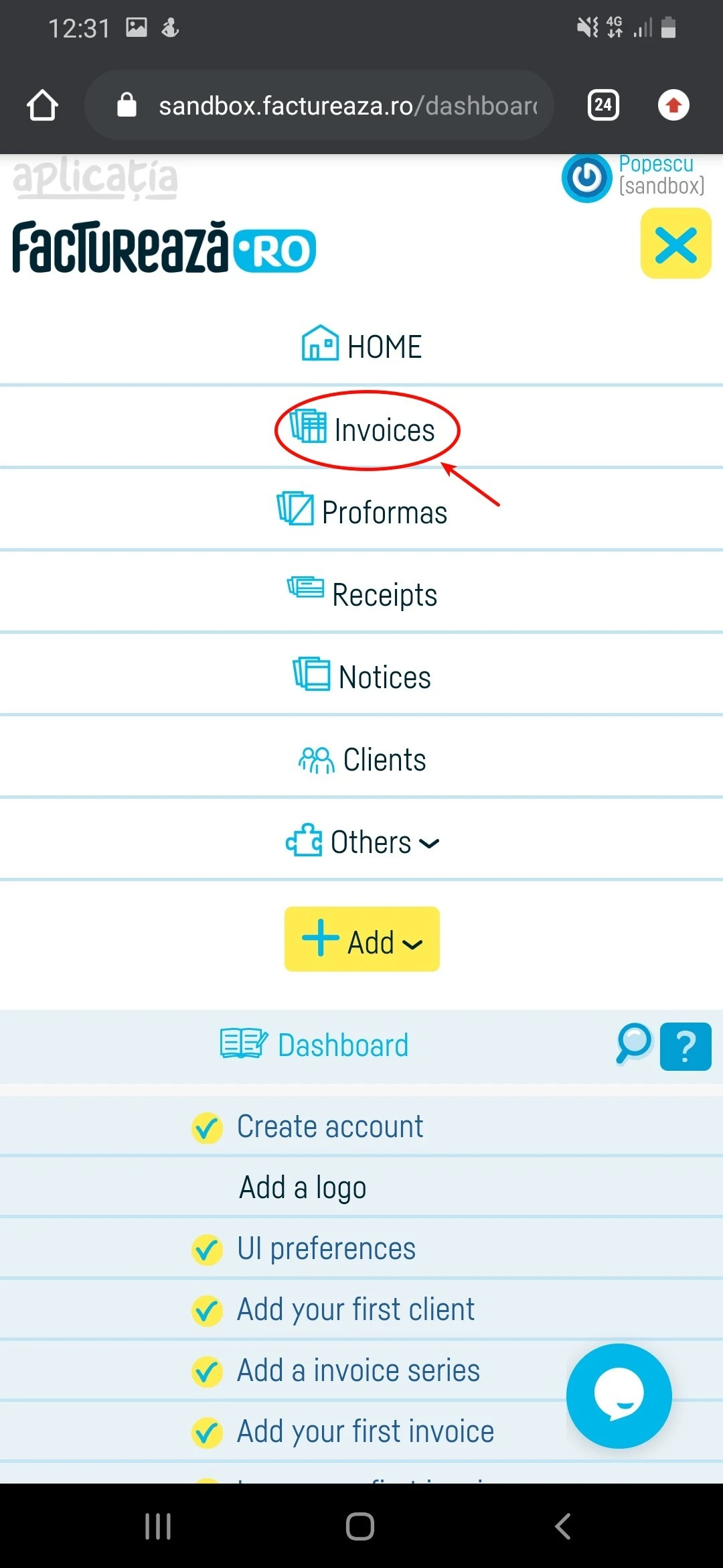 How do I send an invoice by e-mail? - step 1