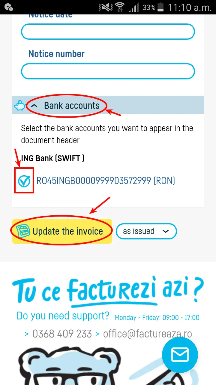 How do I change the data from a saved invoice? - step 2