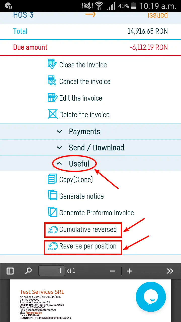 How do I reverse an invoice? - step 4