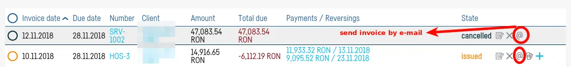 How do I send an invoice by e-mail? - step 2