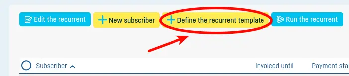 How do I define an invoice for a recurrent? - step 2