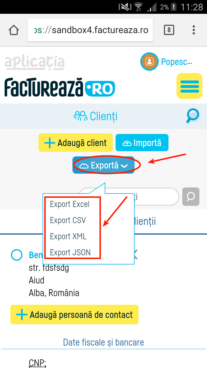 Cum export o listă de clienți? - pasul 2