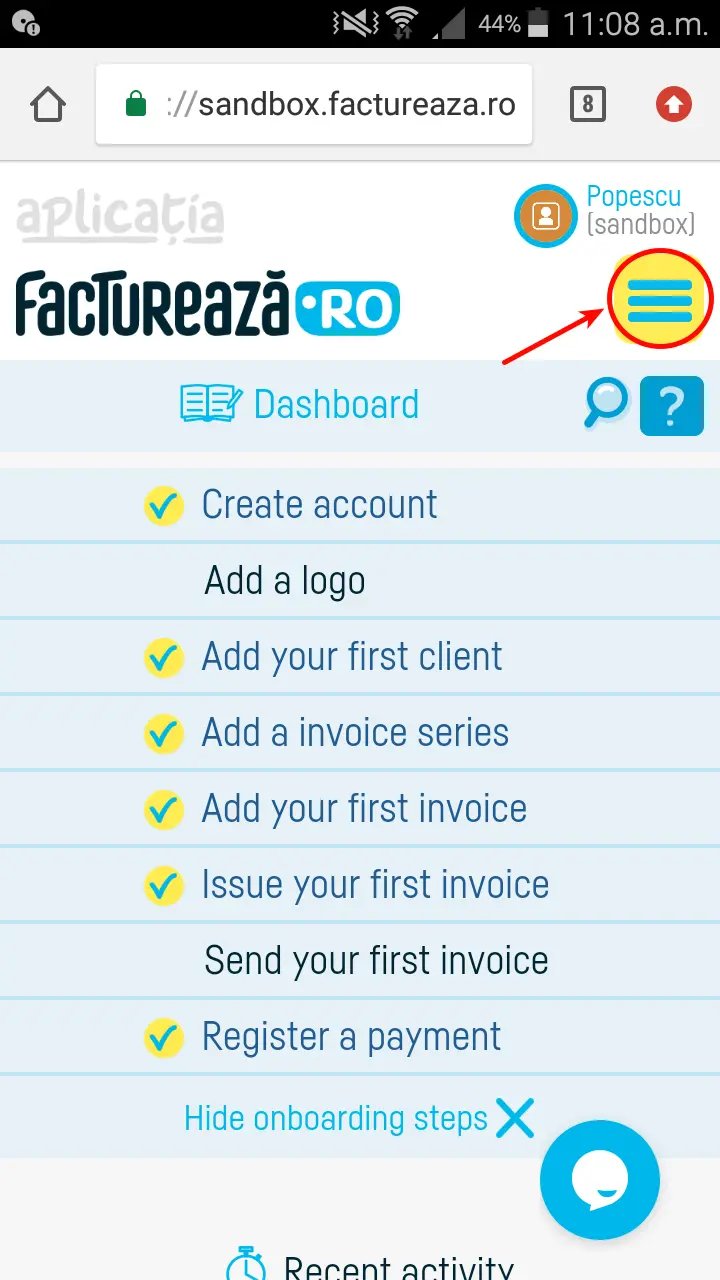 How do I define an invoice for a recurrent? - step 1