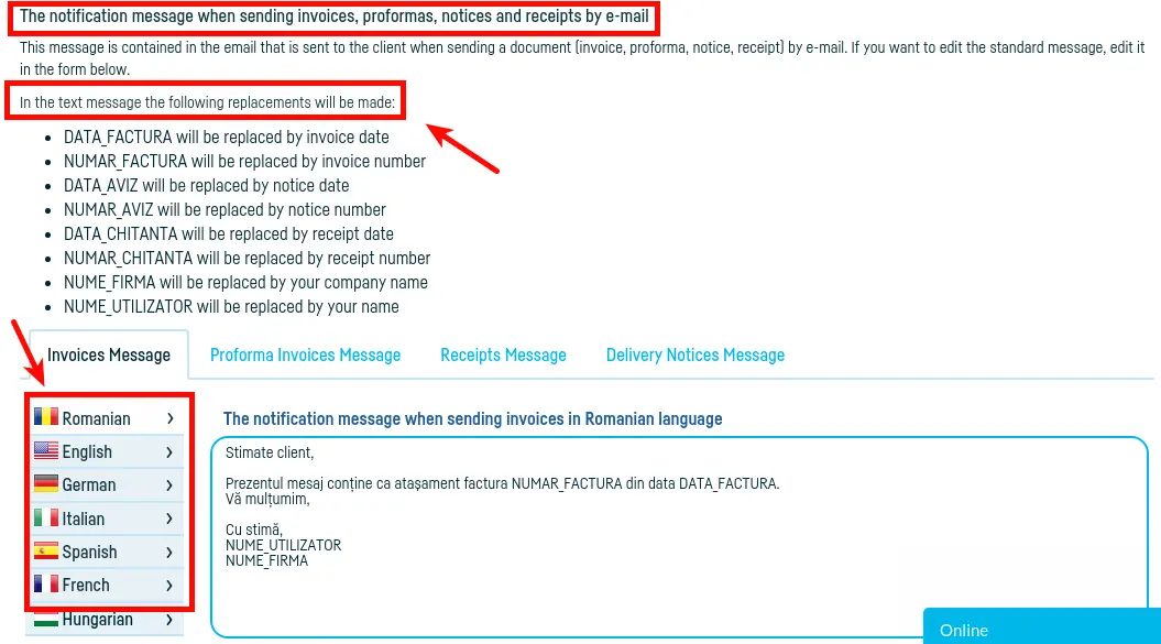 How do I define messages on e-mail sending? - step 3