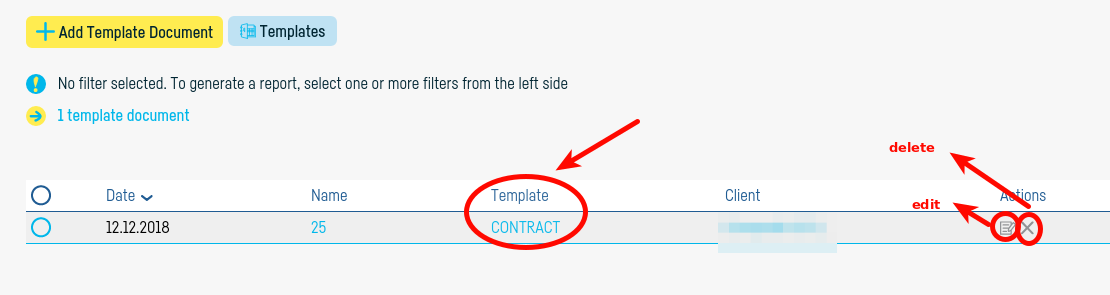 Generate a document from a standard document template - pasul 3