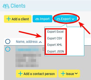 How do I export a clients list? - pasul 2