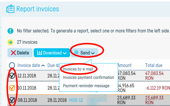 How do I send an invoice by e-mail? - pasul 6