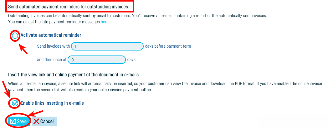How can I send due invoices by e-mail? - pasul 3