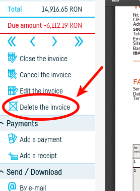How do I delete an invoice? - pasul 3