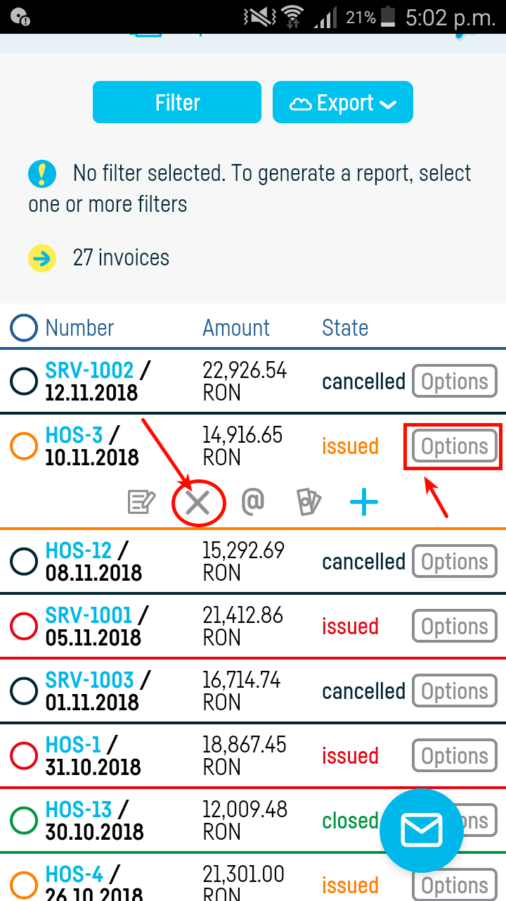 How do I delete an invoice? - pasul 1