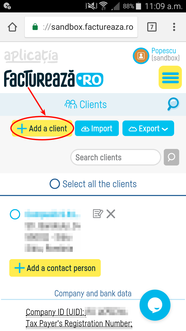 How do I add a new client? - pasul 2