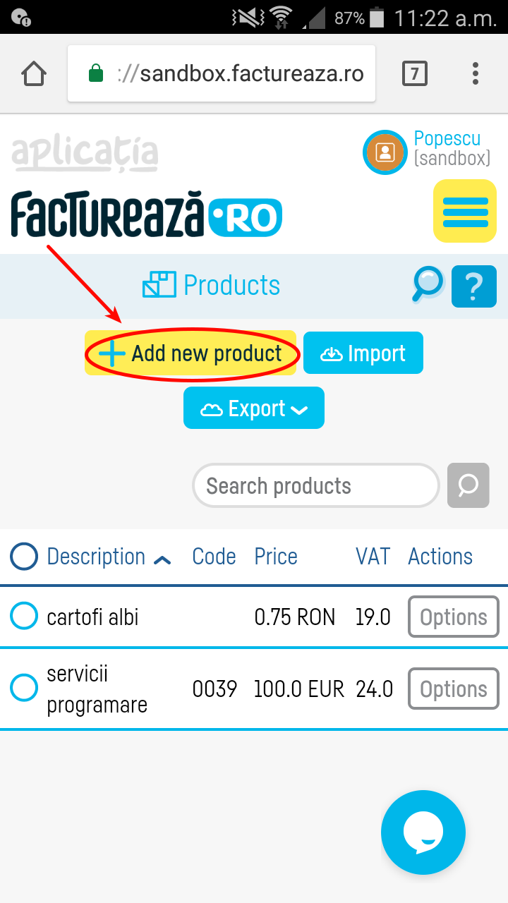 How do I add a new product / service? - pasul 2