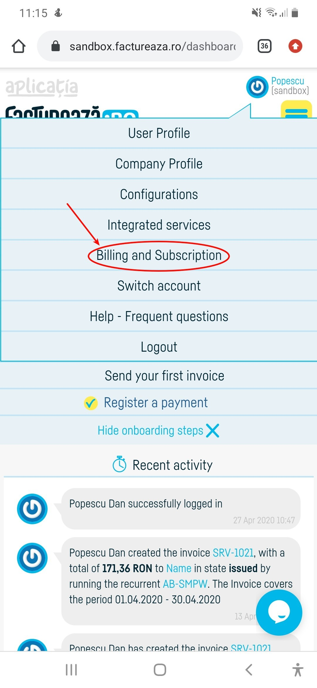 How to change subscription type and payment period? - pasul 2