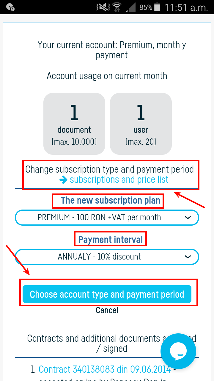 How to change subscription type and payment period? - pasul 5