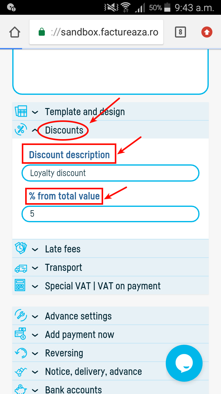 How can I enter discounts on the invoices? - pasul 1