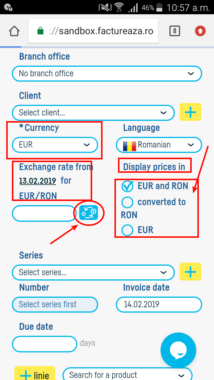 How do I add an invoice in foreign currency? - pasul 2