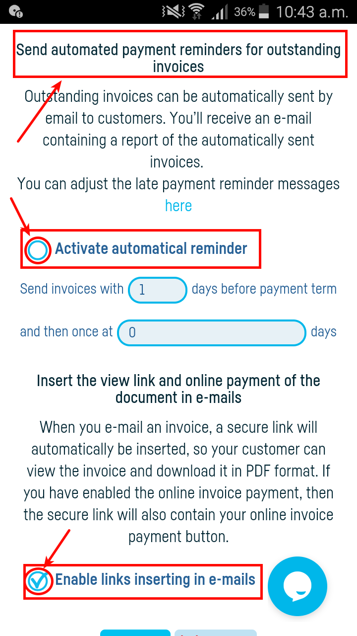 How can I send due invoices by e-mail? - pasul 3