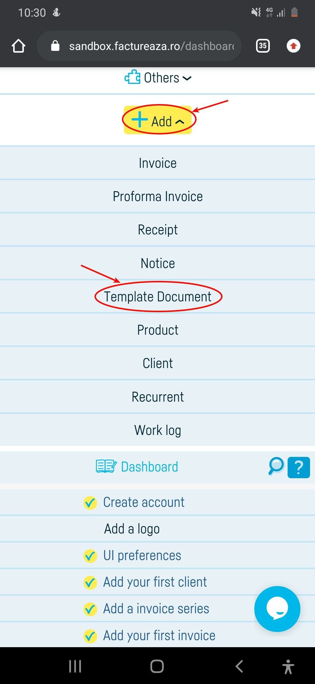 Generate a document from a standard document template - pasul 2