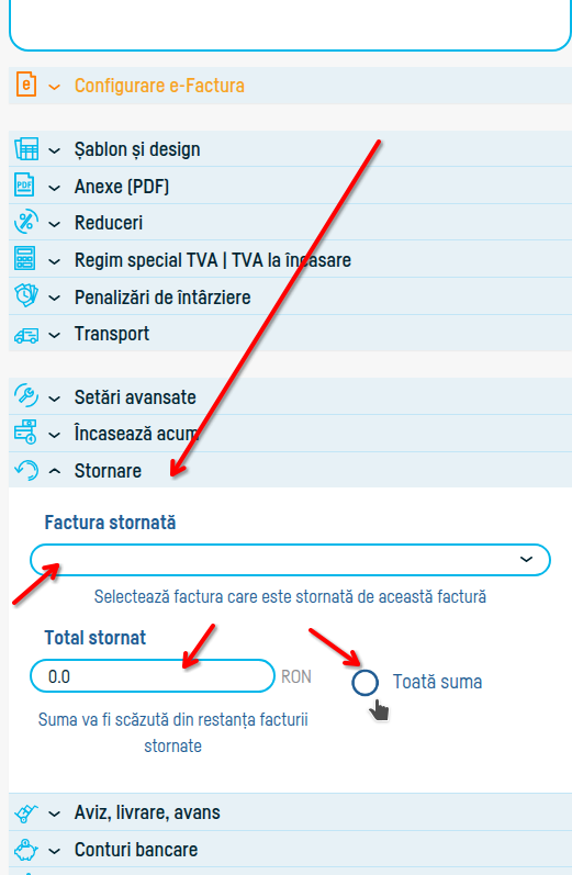 Cum stornez o factură? - pasul 7