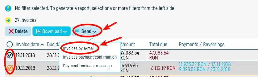 How do I send an invoice by e-mail? - step 3
