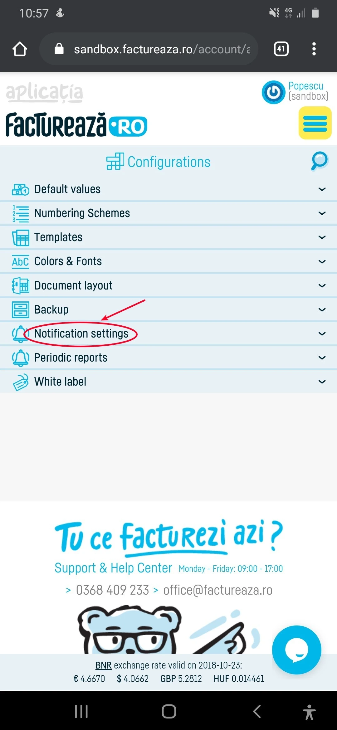 How do I define messages on e-mail sending? - step 2