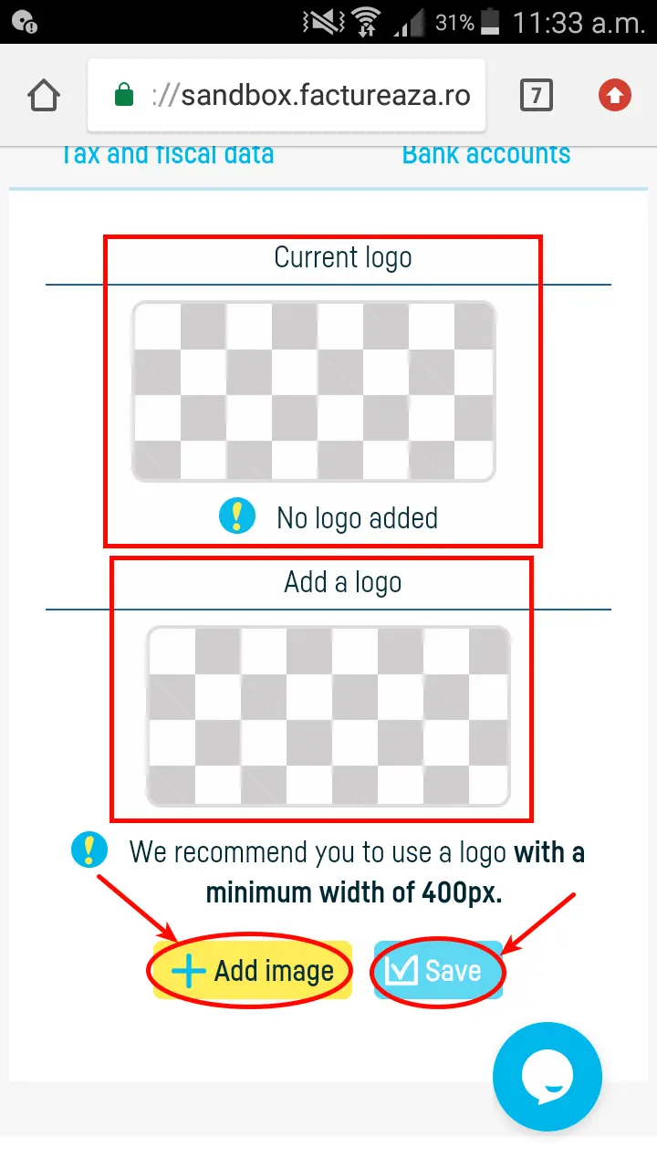 How do I add the company logo on invoices? - step 3