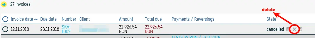How do I delete an invoice? - step 1