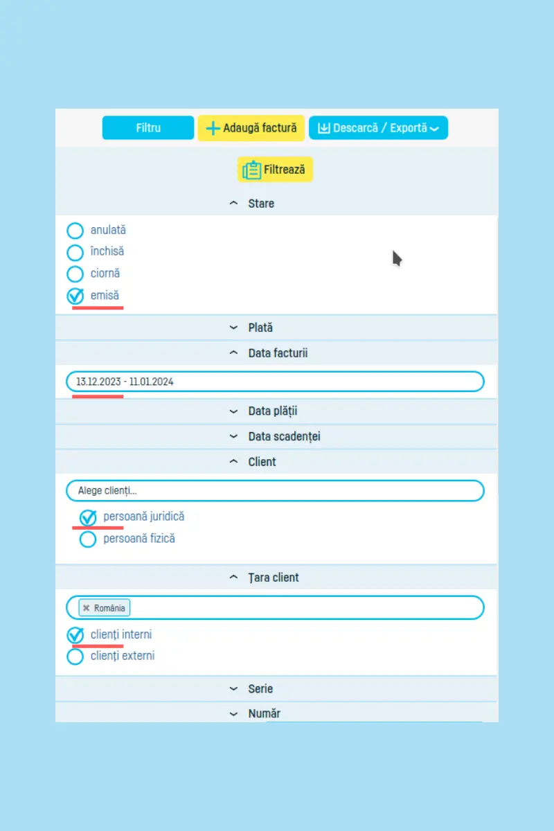 Cum descarc mai multe facturi? - pasul 4