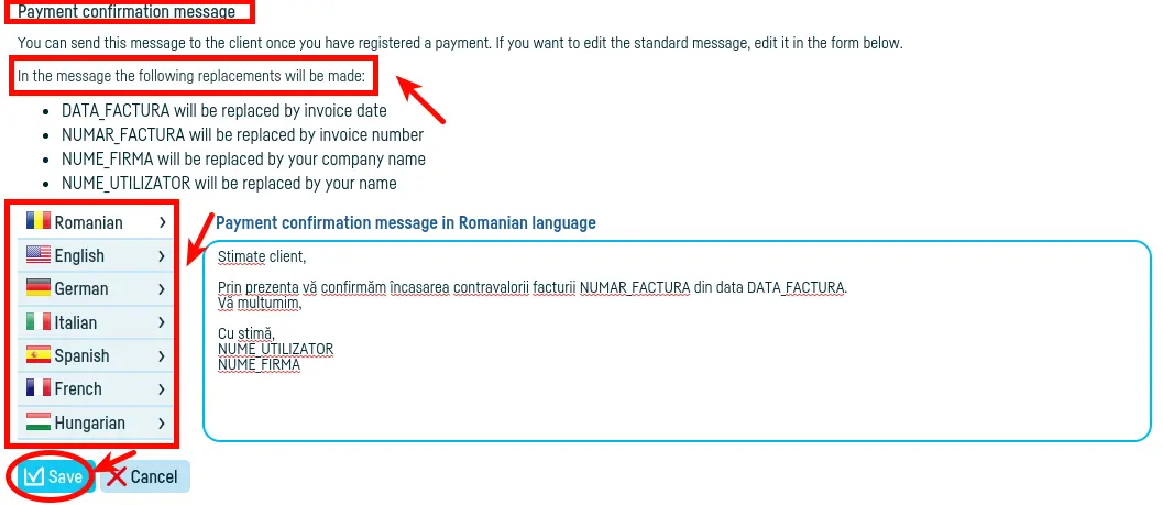 How do I define messages on e-mail sending? - step 4
