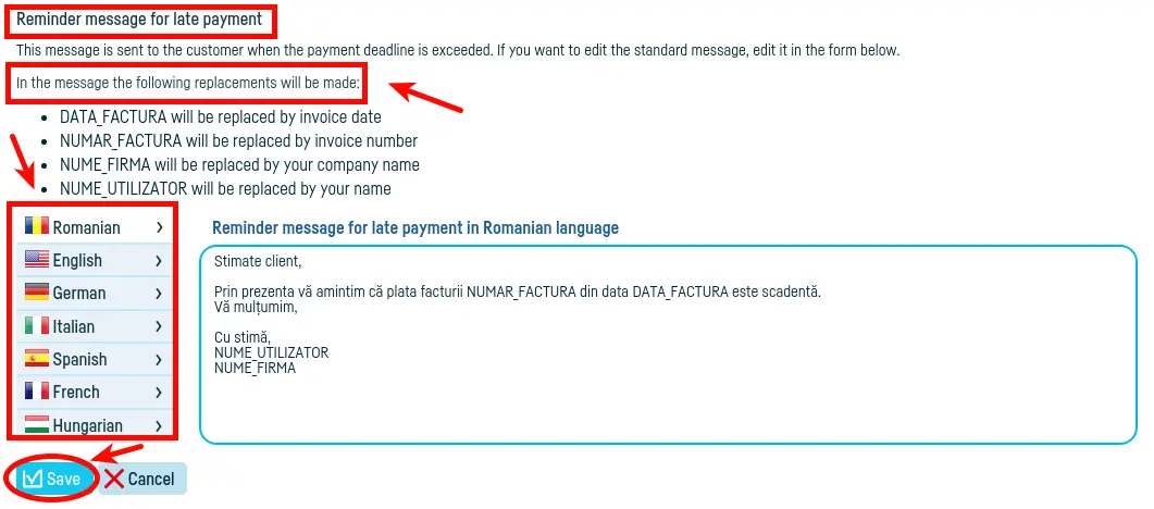 How do I define messages on e-mail sending? - step 5
