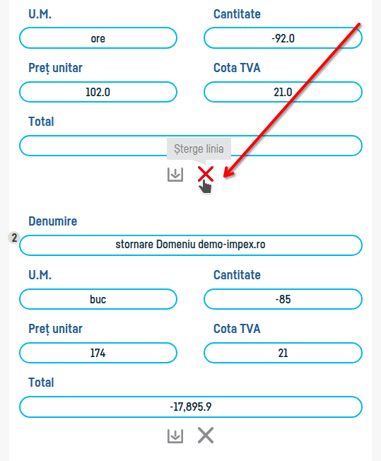 Cum stornez o factură? - pasul 5
