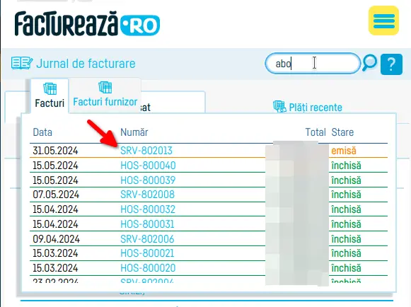 Cum verifici transmiterea la eFactura - pasul 6