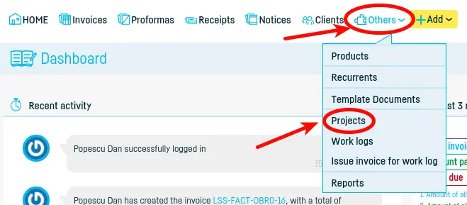 How do I add a work log project? - step 1