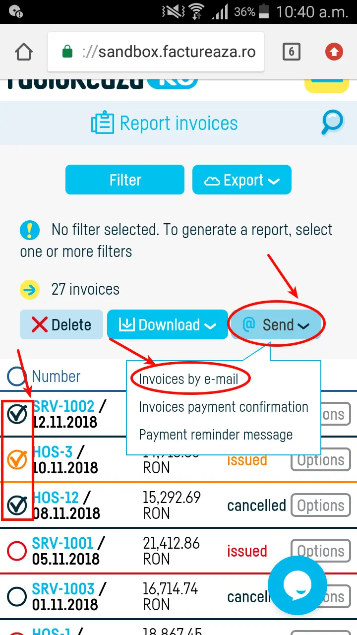 How do I send an invoice by e-mail? - step 6