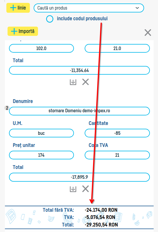 Cum stornez o factură? - pasul 4