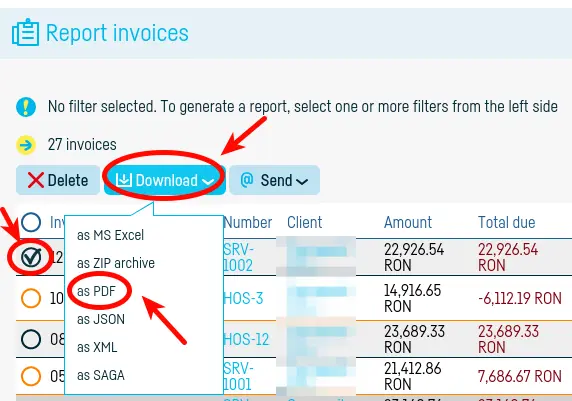 How do I print an invoice? - step 2