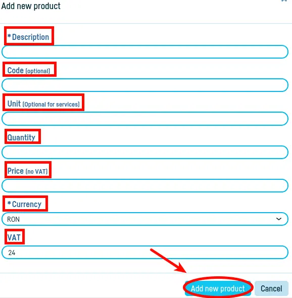 How do I add a new product / service? - step 3