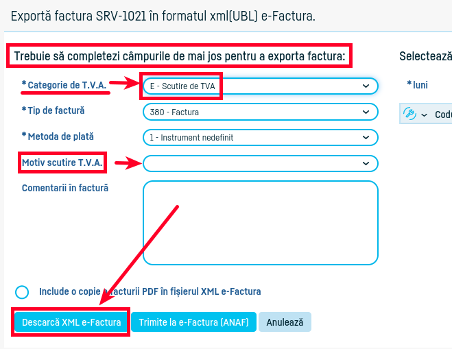 generarea fisierelor xml pentru e-factura pe factureaza.ro